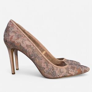 INC International Concepts Katyah Pink Petal Lace Beaded Pointed Pumps Sz 9.5